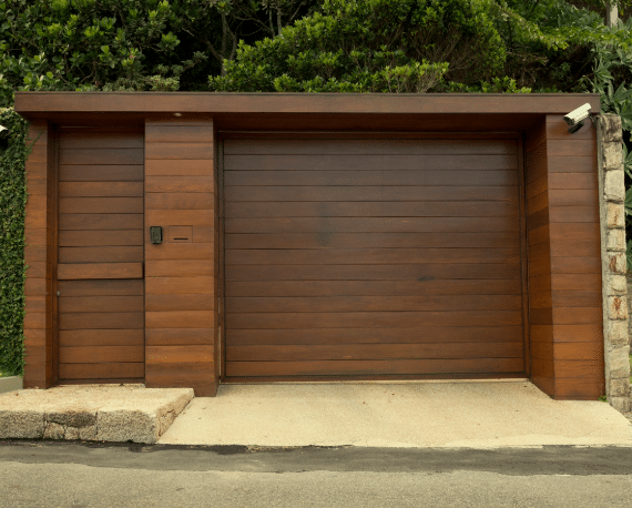 Wood garage door